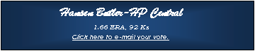 Text Box: Hansen Butler-HP Central1.66 ERA, 92 KsClick here to e-mail your vote.